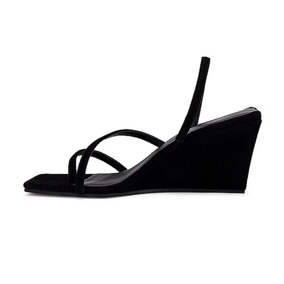 St Agni Spiral Wedge sandals shoes black suede platforms Revolve Sz 9 - Picture 5 of 16